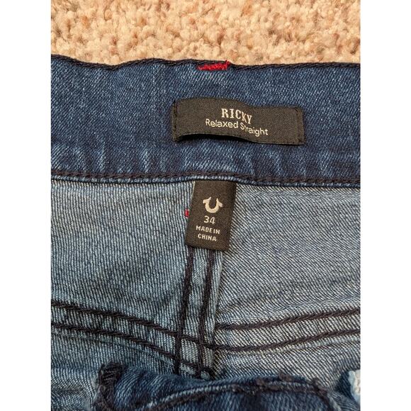 TRUE RELIGION, Ricky, Relaxed Straight leg Men's Jeans/Pants 36X33; Blue Denim - Picture 3 of 11